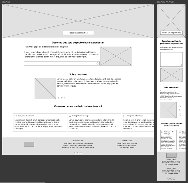 PC and mobile screens comparison with wireframes